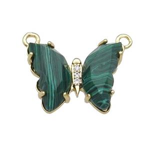Green Synthetic Malachite Butterfly Pendant With 2loops Gold Plated, approx 15-19mm