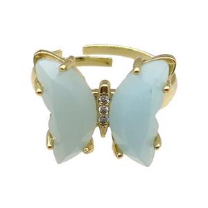 Blue Amazonite Ring Adjustable Gold Plated, approx 15-19mm, 18mm dia