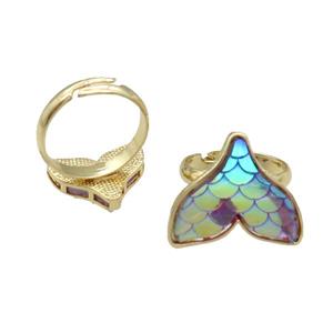 Copper Mermaid Tail Ring Resin Adjustable Gold Plated, approx 13-16mm, 18mm dia
