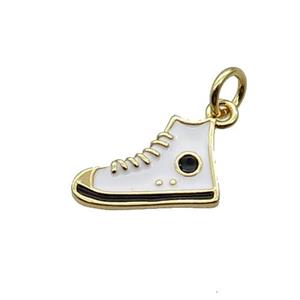 Copper Shoes Pendant White Enamel Gold Plated, approx 9-14mm