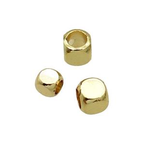 Copper Cube Beads 18K Gold Plated, approx 4mm