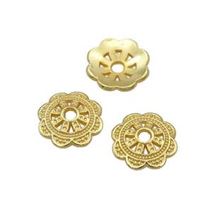 Alloy Bead Caps 18K Gold Plated, approx 9.5mm