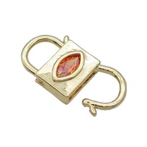 Copper Clasp Pave Zircon Unfade 18K Gold Plated, approx 12-23mm