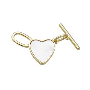 Copper Toggle Clasp Pave Shell Unfade 18K Gold Plated, approx 13-21mm, 16mm