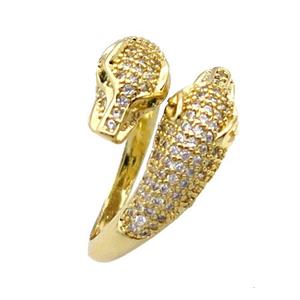 Copper Ring Pave Zircon Leopard Gold Plated, approx 8mm, 18mm dia