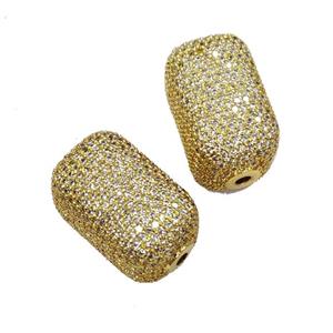 Copper Cuboid Beads Pave Zircon Gold Plated, approx 13-22mm