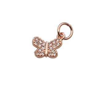 Copper Butterfly Pendant Pave Zircon Rose Gold, approx 6-8mm