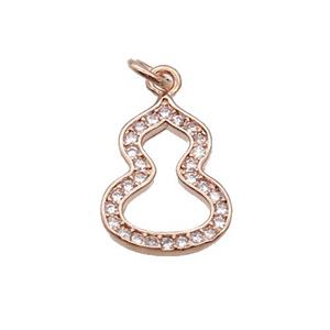 Copper Gourd Pendant Pave Zircon Rose Gold, approx 10-13mm