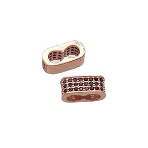 Copper Beads Pave Zircon 2hole Rose Gold, approx 5.5-11mm