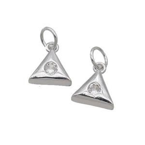 Copper Triangle Pendant Pave Zircon Platinum Plated, approx 8.5mm