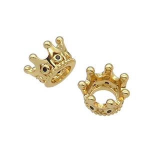 Copper Crown Beads Pave Zircon Gold Plated, approx 7-11mm