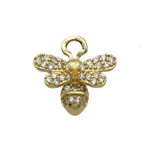 Copper Honeybee Pendant Pave Zircon Gold Plated, approx 9-12mm