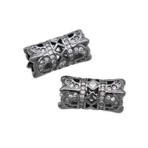 Copper Tube Beads Pave Zircon Black Plated, approx 8-16mm, 5mm hole