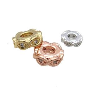 Copper Heishi Spacer Beads Pave Zircon Mixed, approx 6mm