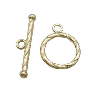 Copper Toggle Clasp Gold Plated, approx 14mm, 25mm length