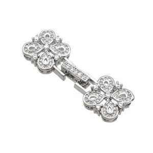 Copper Clasp Pave Zircon Platinum Plated, approx 13-40mm