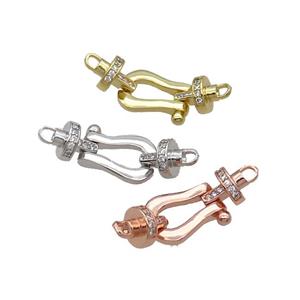 Copper Clasp Pave Zircon Mixed, approx 9mm, 12-40mm