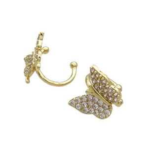 Copper Clip Earring Pave Zircon Gold Plated, approx 12mm, 12mm dia