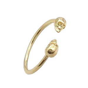 Copper Ring Pave Zircon Skull Gold Plated, approx 3.5-6mm, 18mm dia