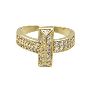 Copper Ring Pave Zircon Gold Plated, approx 15mm, 18mm dia