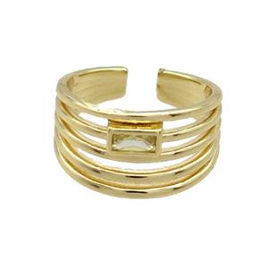 Copper Ring Pave Zircon Gold Plated, approx 12mm, 18mm dia