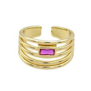 Copper Ring Pave Zircon Hotpink Gold Plated, approx 12mm, 18mm dia