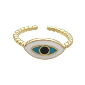 Copper Ring Enamel Evil Eye Gold Plated, approx 8-14mm, 18mm dia