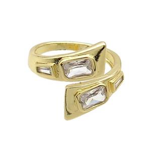 Copper Ring Pave Zircon Gold Plated, approx 4-8mm, 18mm dia