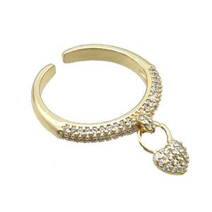 Copper Ring Pave Zircon Gold Plated, approx 6mm, 18mm dia