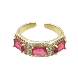 Copper Ring Pave Zircon Red Crystal Gold Plated, approx 7mm, 18mm dia