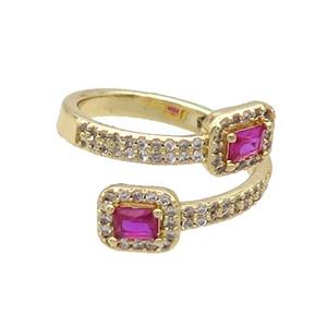 Copper Ring Pave Zircon Hotpink Crystal Gold Plated, approx 6-8mm, 18mm dia