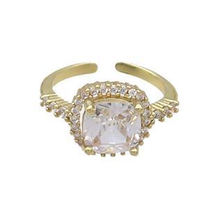Copper Ring Pave Zircon Clear Crystal Gold Plated, approx 11mm, 18mm dia