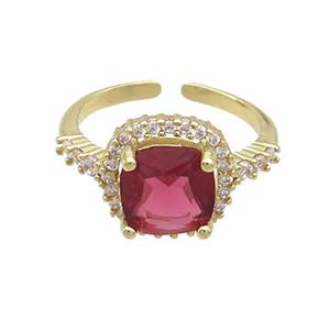 Copper Ring Pave Zircon Ruby Crystal Gold Plated, approx 11mm, 18mm dia