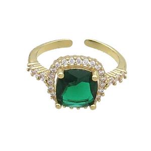 Copper Ring Pave Zircon Green Crystal Gold Plated, approx 11mm, 18mm dia