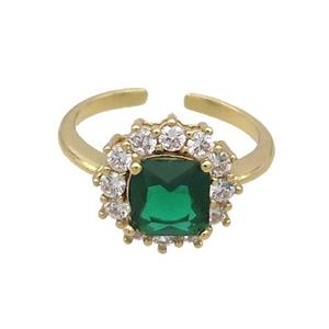 Copper Ring Pave Zircon Green Crystal Gold Plated, approx 13mm, 18mm dia