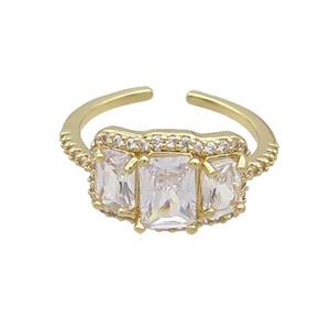 Copper Ring Pave Zircon Clear Crystal Gold Plated, approx 10-15mm, 18mm dia