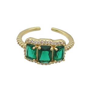 Copper Ring Pave Zircon Green Crystal Gold Plated, approx 10-15mm, 18mm dia