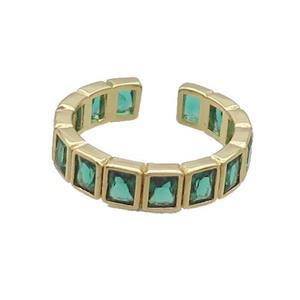Copper Ring Pave Green Crystal Gold Plated, approx 5mm, 18mm dia