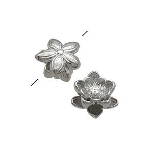 Copper Lotus Beads Flower Platinum Plated, approx 9mm