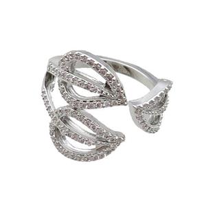 Copper Ring Pave Zircon Platinum Plated, approx 9-12mm