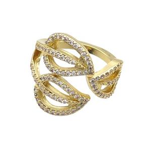 Copper Ring Pave Zircon Gold Plated, approx 9-12mm
