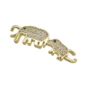 Copper Elephant Connector Pave Zircon Gold Plated, approx 12-40mm