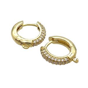 Copper Hoop Earring Pave Zircon Gold Plated, approx 14.5mm dia