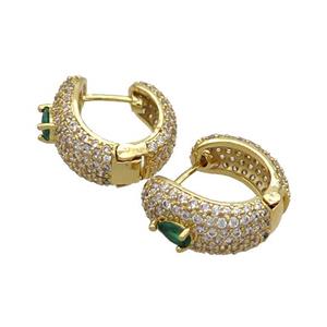 Copper Latchback Earring Pave Zircon Gold Plated, approx 3-5mm, 17mm dia