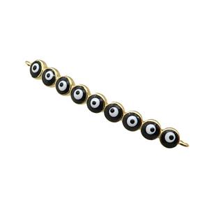 Copper Circle Link Connector Black Enamel Evil Eye Stick Gold Plated, approx 3-35mm