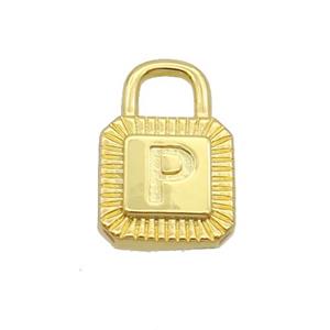 Copper Lock Pendant P-Letter Gold Plated, approx 10-15mm