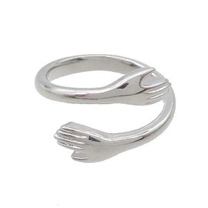 Copper Ring Love Embrace Adjustable Platinum Plated, approx 5.5mm, 18mm dia