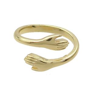 Copper Ring Love Embrace Adjustable Gold Plated, approx 5.5mm, 18mm dia