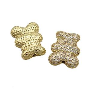 Copper Bear Beads Pave Zircon Gold Plated, approx 12-16.5mm