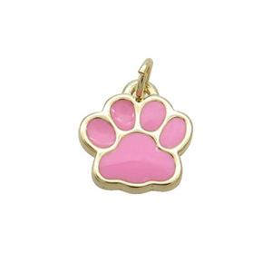 Copper Paw Pendant Pink Enamel Gold Plated, approx 10mm